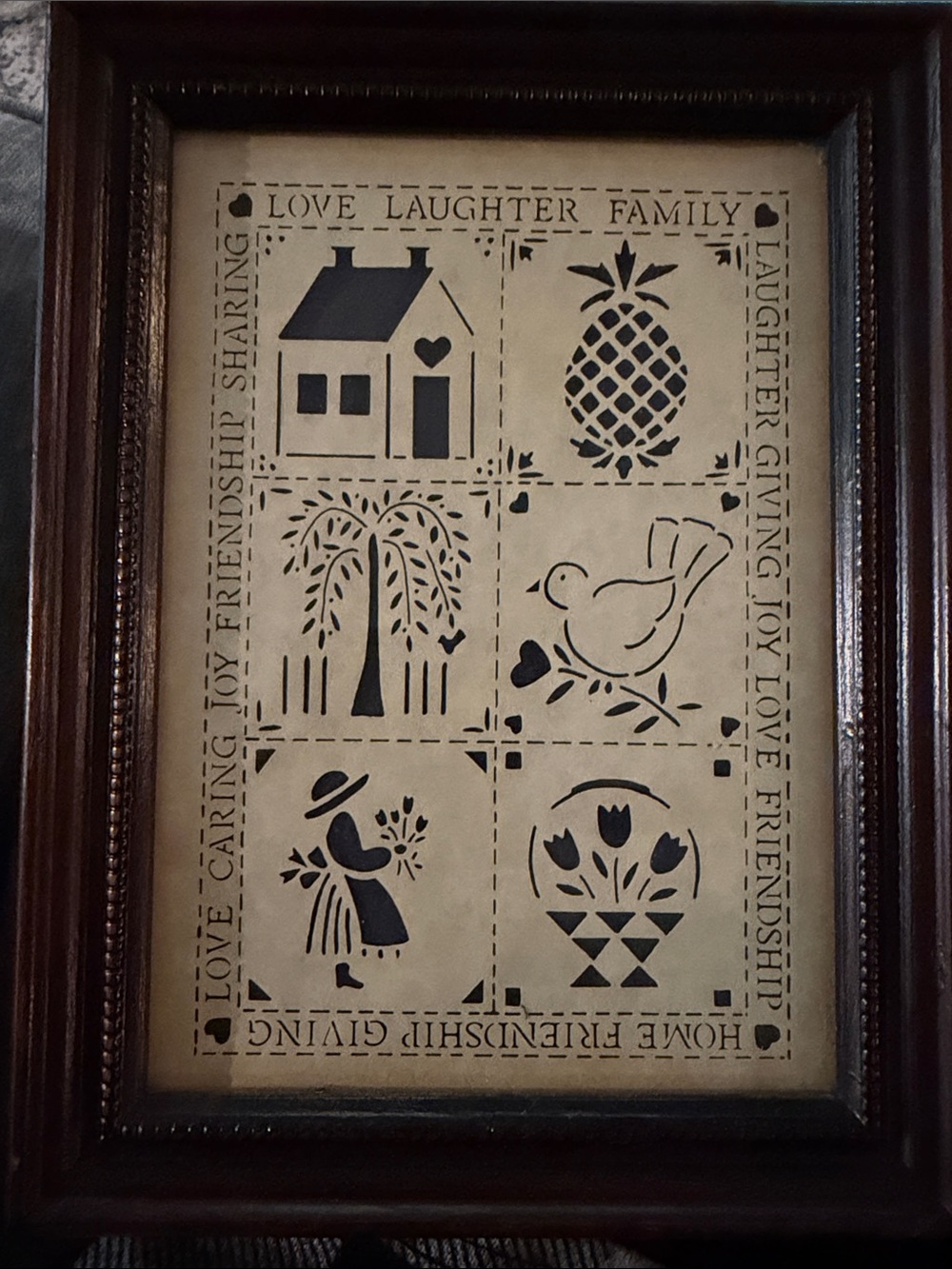 Vintage FIGI Graphics Country Cuts Pennsylvania Dutch Folk Art Framed Wall Decor